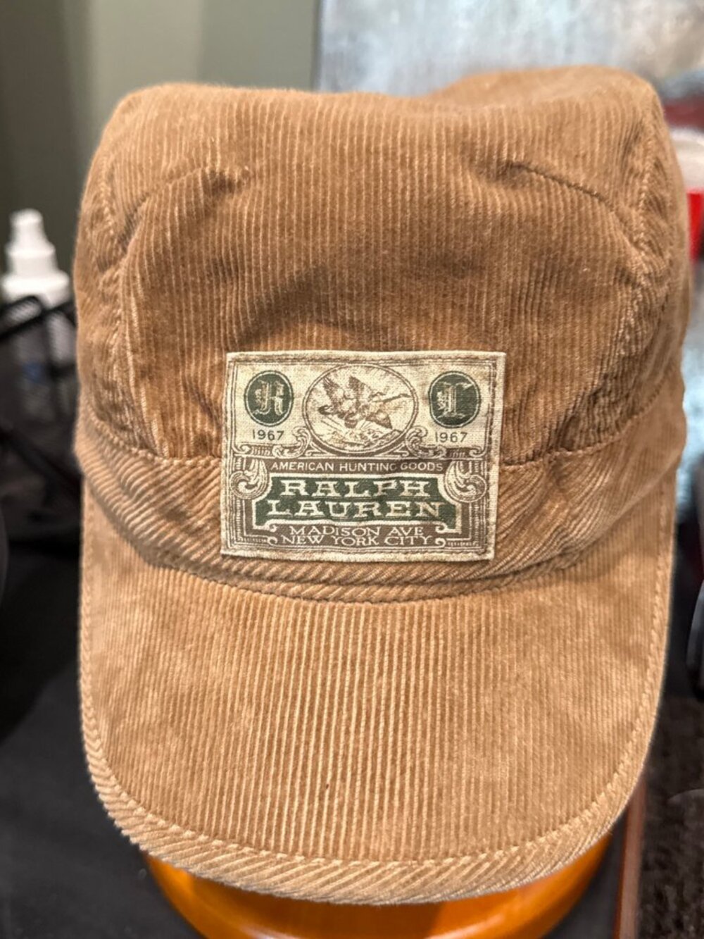 Vintage Polo Ralph Lauren Corduroy Hunting Cap Strapback Tan Hat